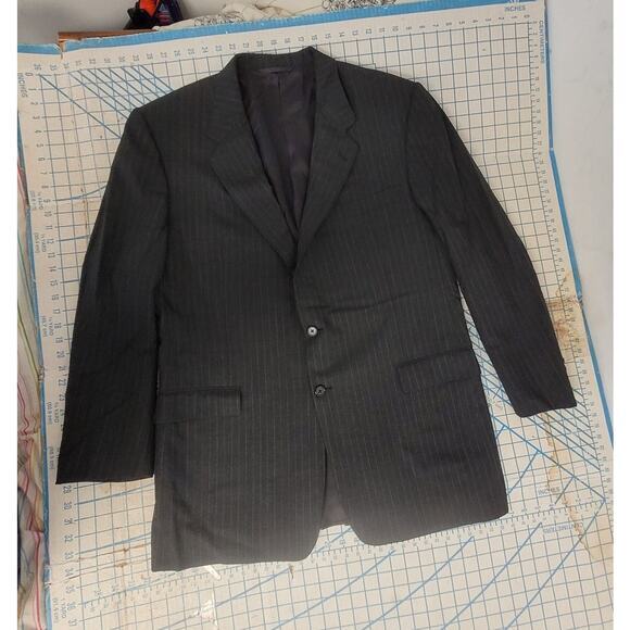 Barneys New York Gray Pin Stripe Two Button Single Breasted Men's Suit Jacket - Picture 5 of 12